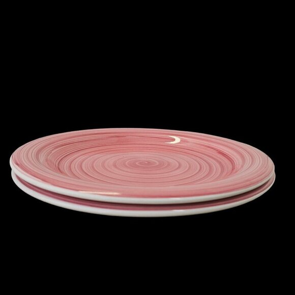 Tabletops 2 Swirl Ceramic Dinner Plates 10.75" Flora Di Roma Red Replacement - Picture 2 of 5